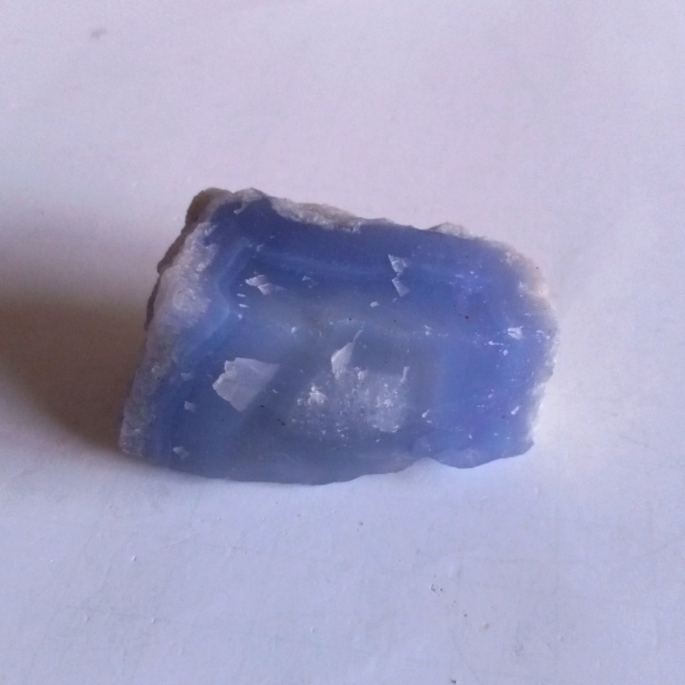 Blue Chalcedony Crystal Specimen with Druzy.